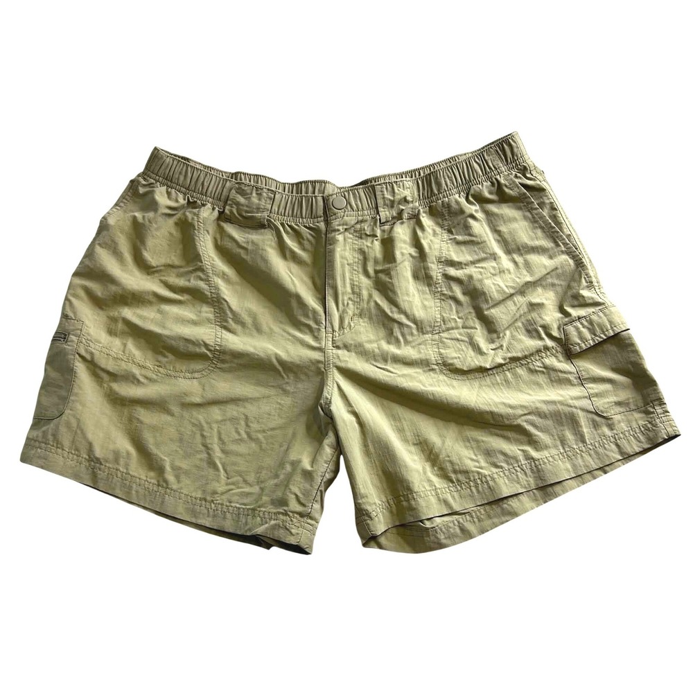Columbia Sportswear Khaki Cargo Hiking Shorts Mens XL Tan Elastic Waist Pockets